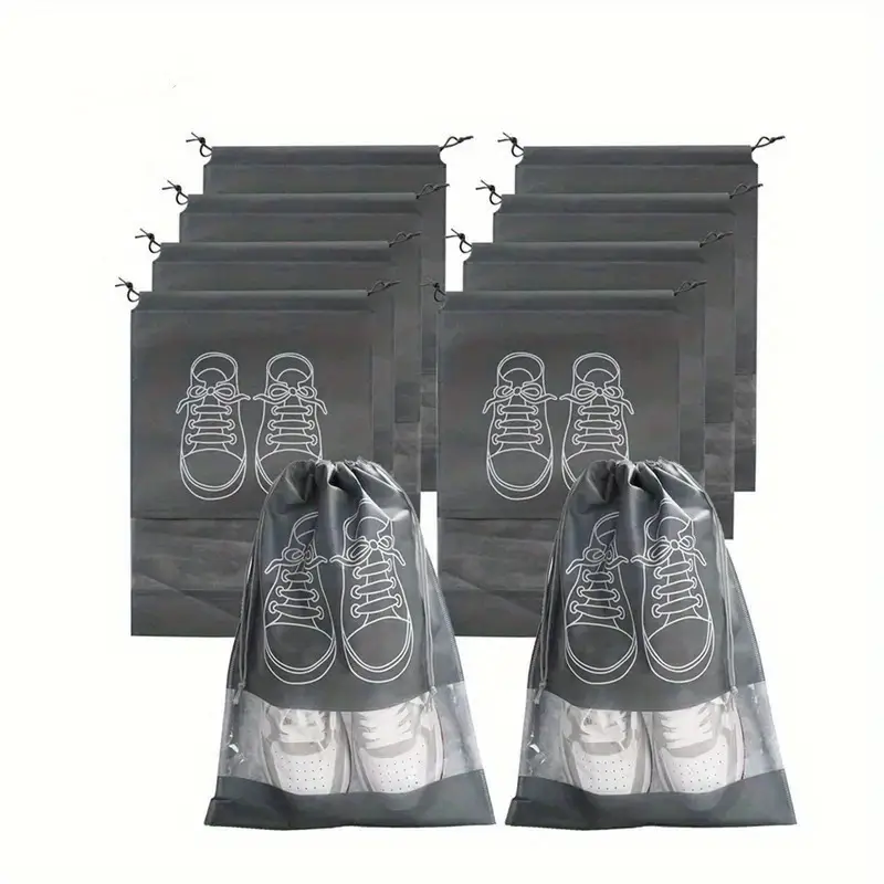Pack of 01 - Shoe Bag for Travel & Home Storage Dustproof Printed Shoe Organizer Pouch in Random Gray Lightweight, Breathable, and Reusable Shoe Cover for Luggage, Closet, or Gym Use - Grey Color