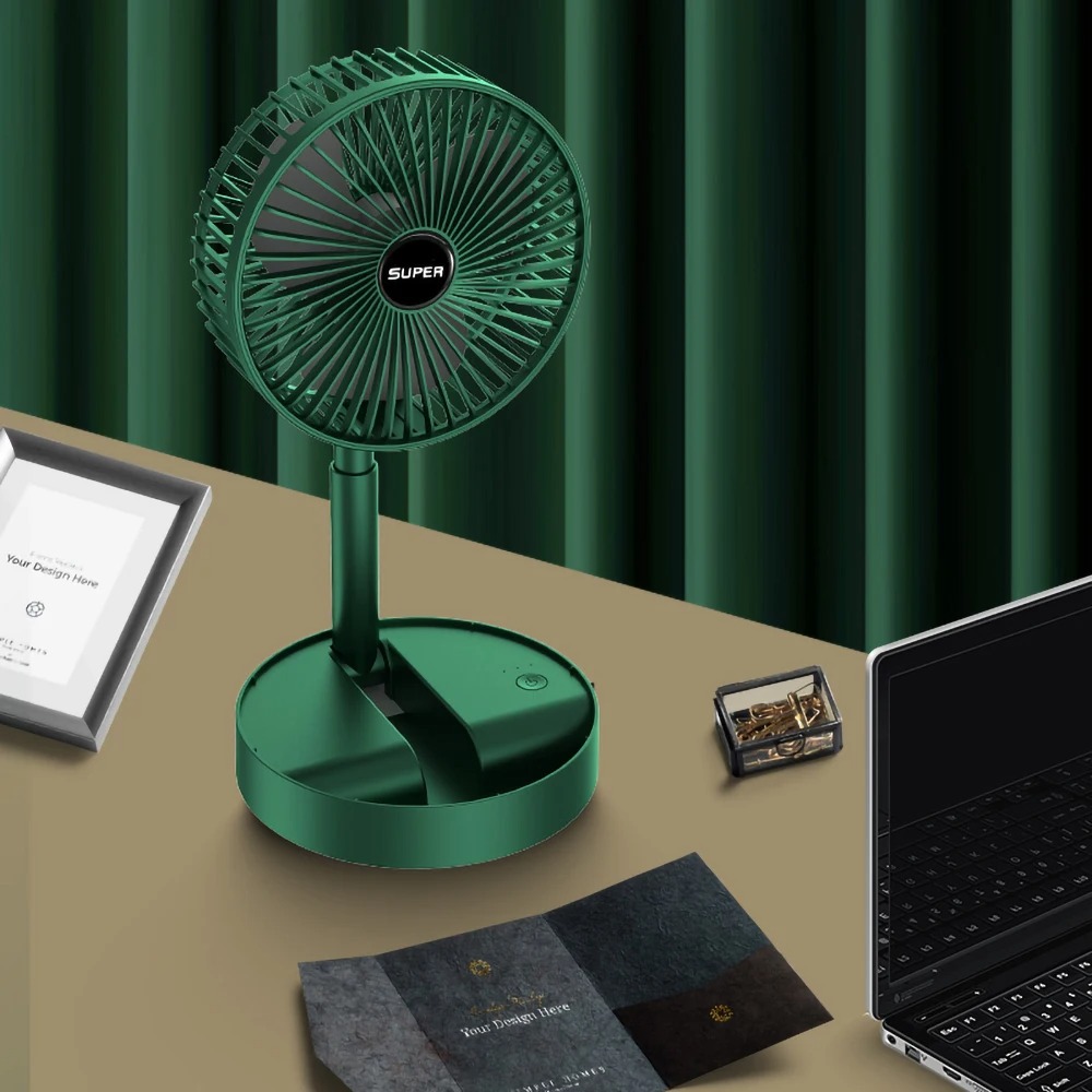 Rechargeable - Portable Telescopic Folding Fan Table Desk Fan - Image 2