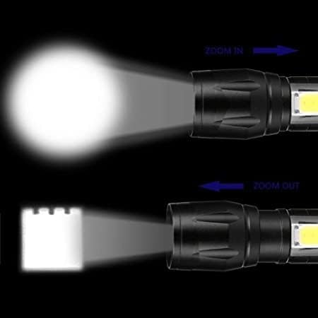 Mini Rechargeable LED Flashlight Waterproof Torch with USB Fast Charging & Side Lamp (Metal Body) - Image 3