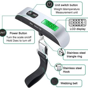Portable Digital Luggage Scale  LCD Display & Unit Conversion for Travel