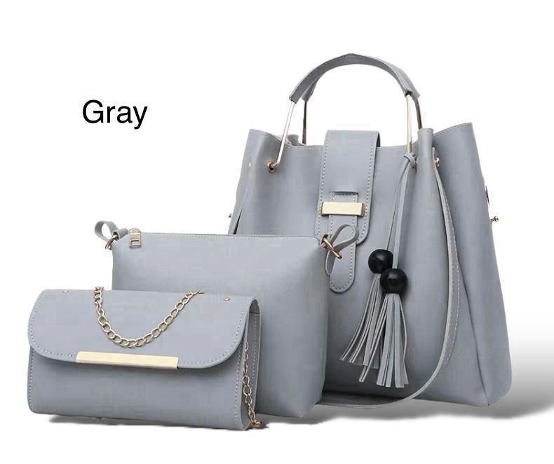 Elegant 3-Piece Womens Handbag Set Black Shoulder Bag, Crossbody & Clutch Purse - Image 3