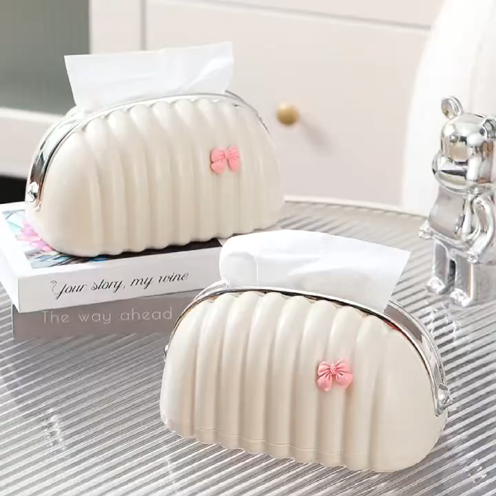 Luxury Shell Shape Tissue Box Elegant Wave Pattern Paper Napkin Dispenser for Home & Office Decor - Image 3