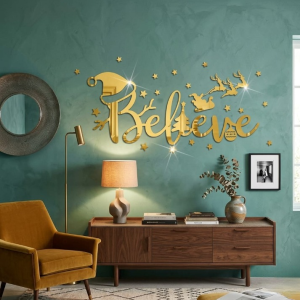 Acrylic Mirror Believe Wall Decoration  Large 3D Inspirational Wall Art Sticker Decals (2x6 Feet)