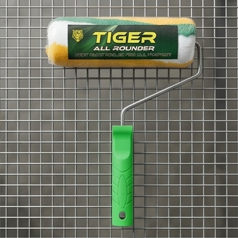 Tiger All-Rounder 9-Inch Professional Paint Roller  Multi-Purpose Wall Painting Tool with Ergonomic Green Handle  High-Absorbency 9 Roller for Smooth & Textured Walls