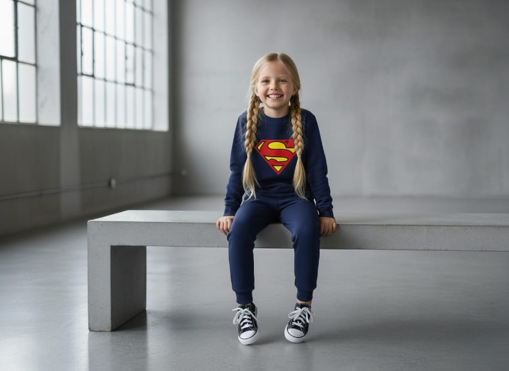 Superman Printed Sweatshirt & Pajama Trouser Tracksuit for Kids - Image 2