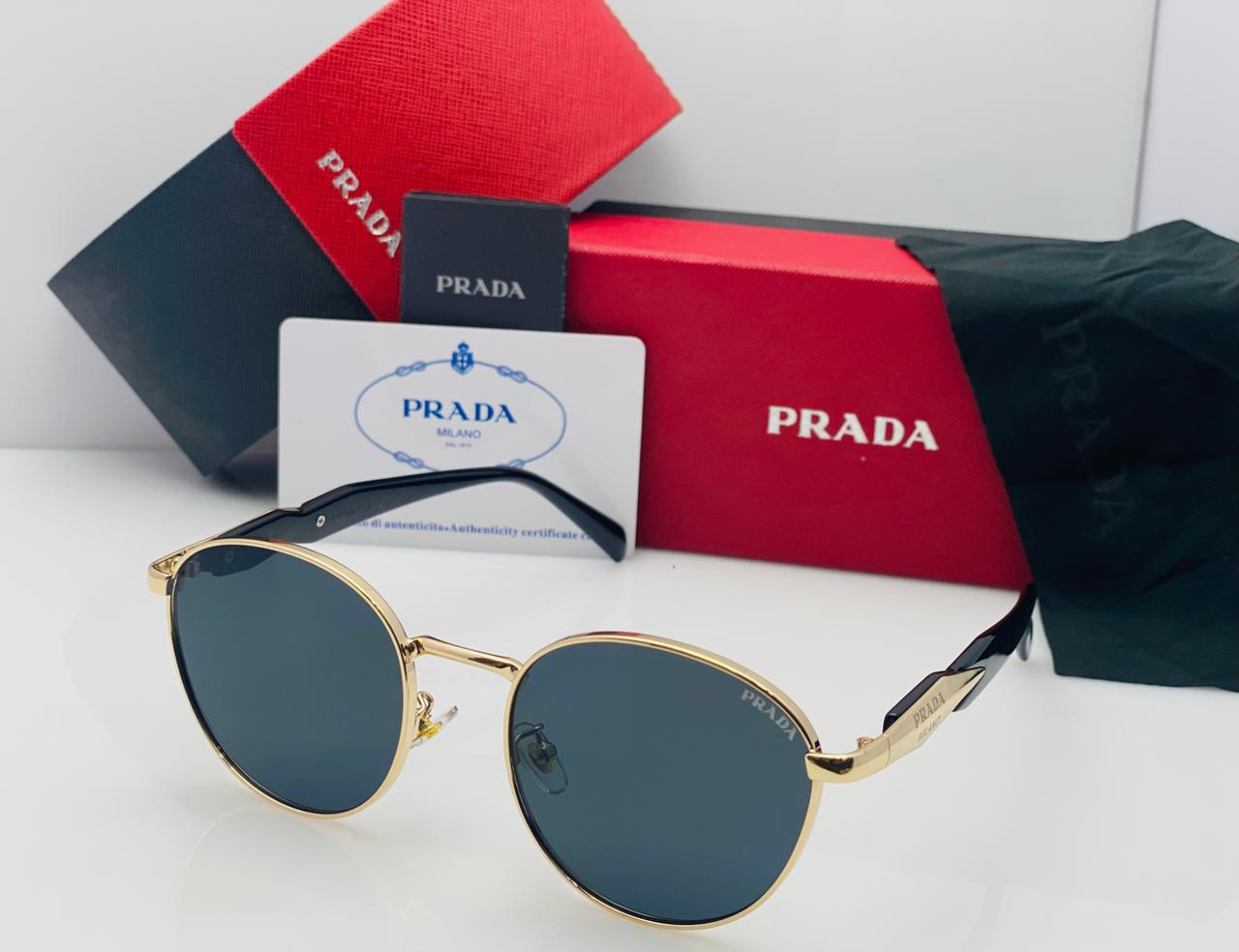 Prada Round Metal Frame Sunglasses For Men And Women With Stylish Tinted Lenses - Image 2