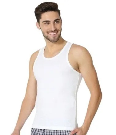 Pack of 3 White Men's Vest (Banyan) Soft Cotton Sleeveless Undershirt for Daily Wear - Image 3