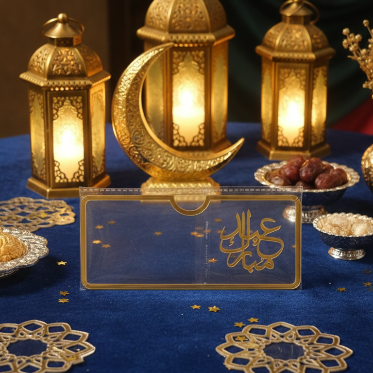 Acrylic Transparent EID Mubarak Eidi Envelope Elegant Eid Money Holder & Festive Decoration - Image 3