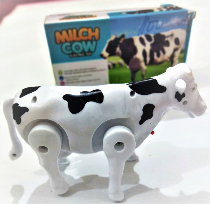 Funny Walking Musical Milch Cow Toy for Kids Black & White Electric Animal with Lights, Sound & Moving Tail - Image 2