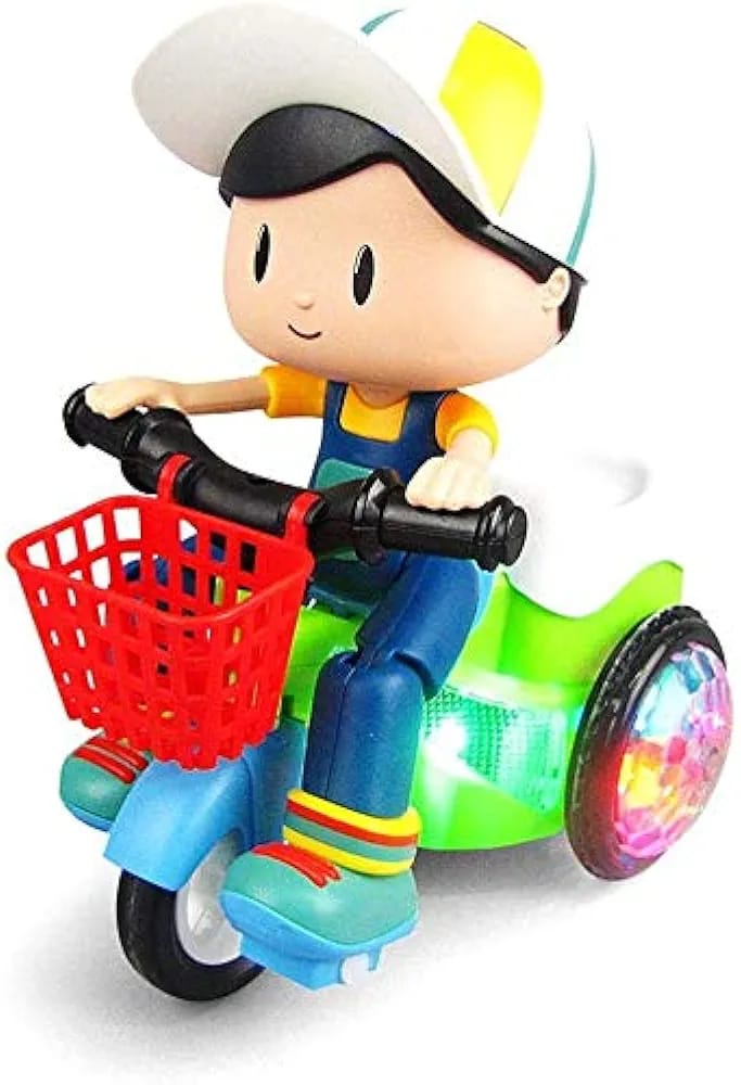 Musical Stunt Tricycle Toy Bike for Kids with 360° Rotation, 3D Flashing Lights, Music & Bump and Go Action - Image 3