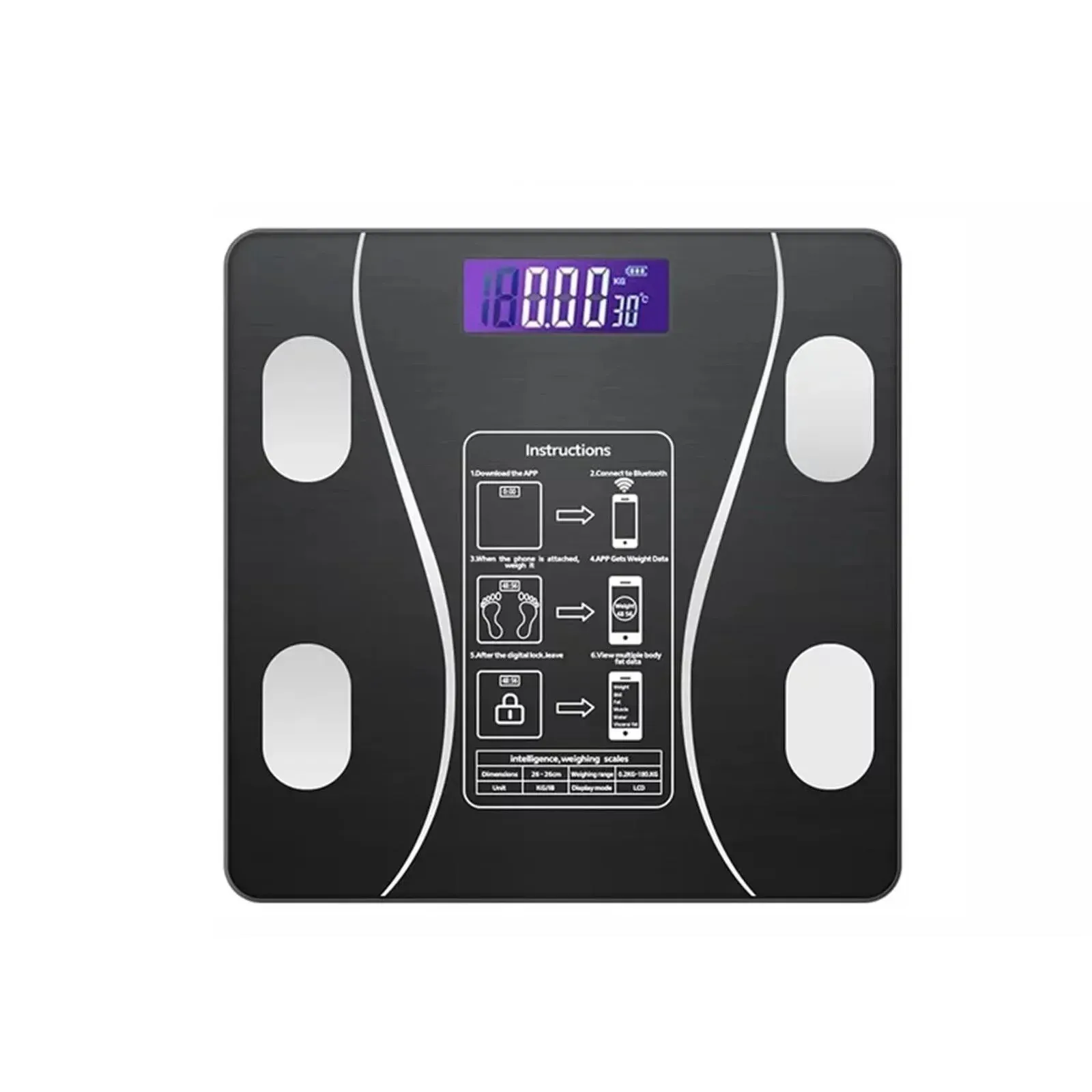 Smart Wireless Bluetooth Digital Weight Scale Max 180kg, Precision D=50g, Body Weight Monitoring - Image 2