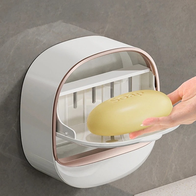1PC Soap Box Wall Mounted Light Luxury Soap Holder Punch Free Drain Laundry Soap Box Easy Cleaning | Random Colour - Image 3
