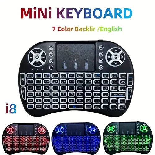 i8 2.4G Mini wireless keyboard with touchpad | 7-color Backlight ,plug and play | Super cool design - Image 3