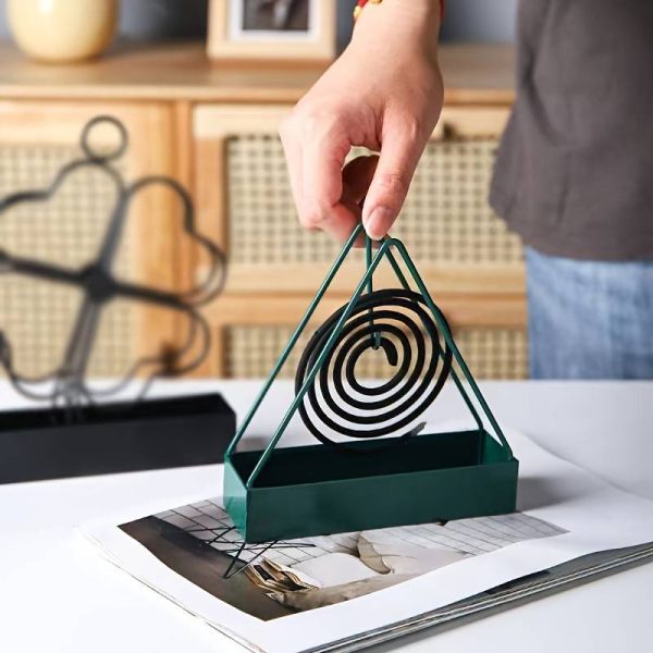 Simple Triangle-shaped Iron Mosquito Coil Holder Creative Hanging Or Standing Incense Burner - Image 3