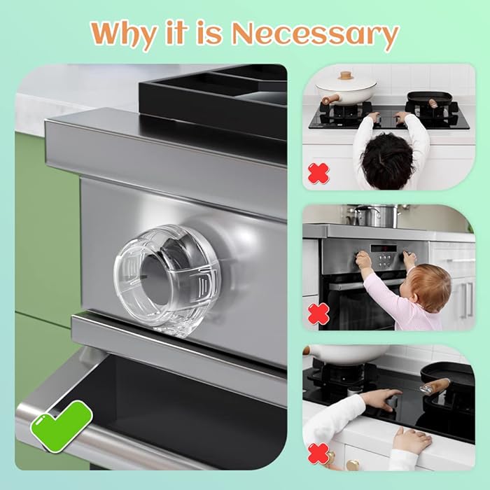 2 PC's stove knob lock Baby Safety Stove Gas Knob Covers & Childproof Oven Lock, Kitchen Safety Stove Locks for Babies & Toddlers - Image 2