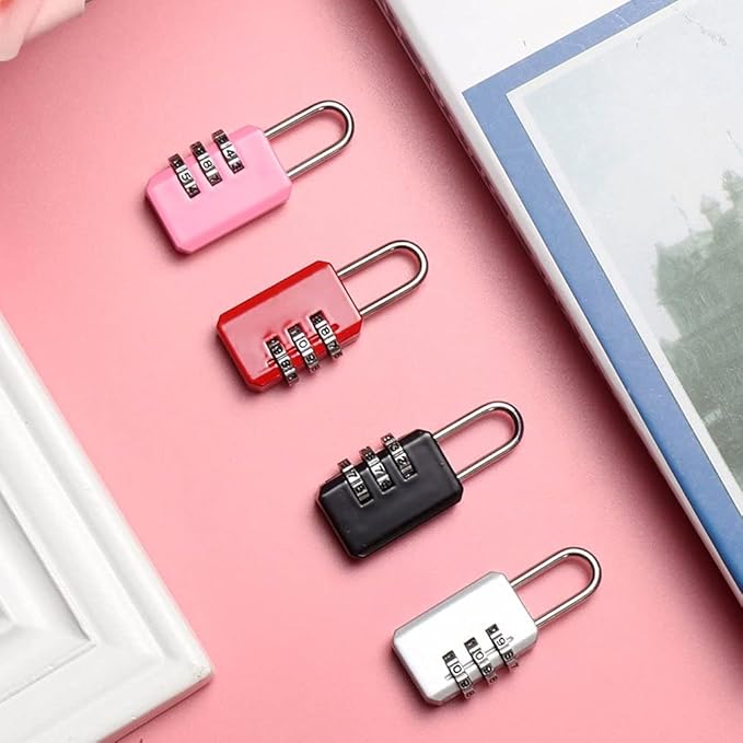 Greatangle-UK 3 Digit Code Combination Padlock For Luggage Combination Number Lock Padlock For Zipper Bag Suitcase Drawer Durable Locks black - Image 2