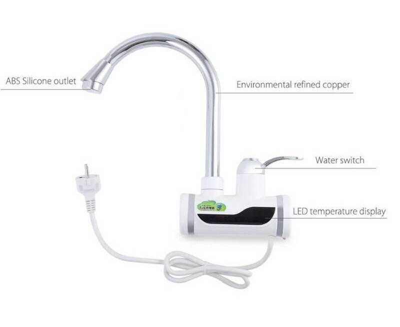 Tank-less Electric Hot Water Heater Faucet Kitchen Instant Heating Tap Water With LED - Image 3