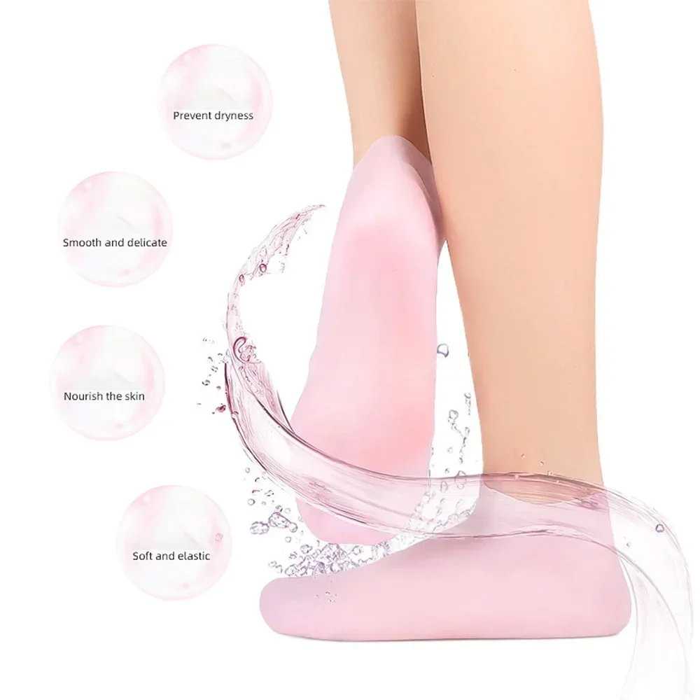 (Combo Pack - Hight Quality) Moisturizing Glove and Socks Set, Silicone Gel Spa Socks For Dry Cracked Skin & Silicone Jelly Socks Gel Moisturizing Socks Foot Care Protector - Image 3