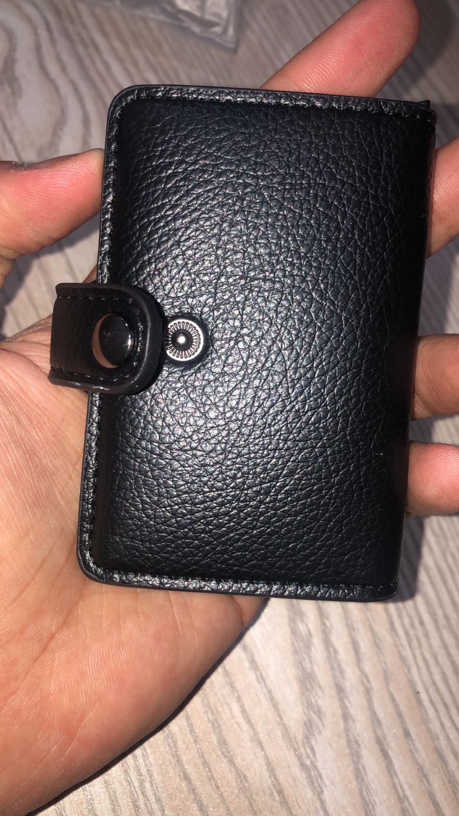 Slim Metallic Pop-Up Card Holder โ RFID Blocking Minimalist Wallet with Leather Wrap (Black) - Image 2