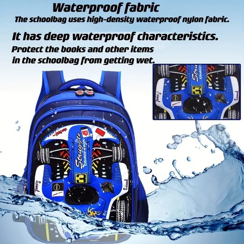 Kids Racing Car Nylon Backpack – Lightweight School Bag for Boys & Girls | Durable Travel, School & Casual Backpack - Image 5