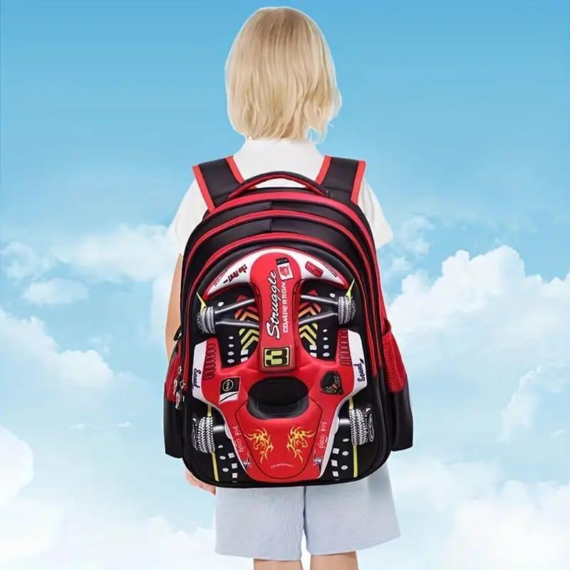 Kids Racing Car Nylon Backpack – Lightweight School Bag for Boys & Girls | Durable Travel, School & Casual Backpack - Image 4