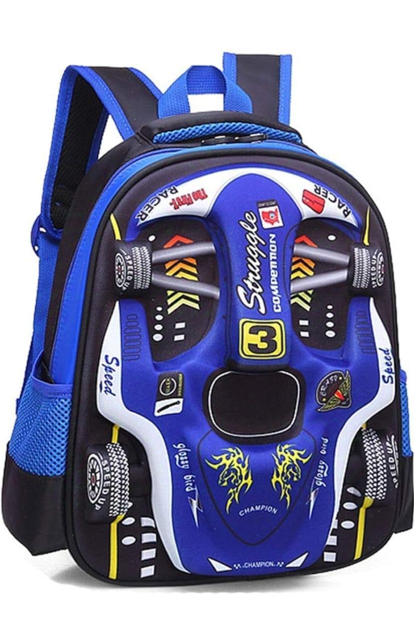 Kids Racing Car Nylon Backpack – Lightweight School Bag for Boys & Girls | Durable Travel, School & Casual Backpack