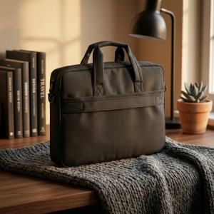 Premium 17-Inch Oxford Fabric Laptop Bag – Spacious Waterproof Black Office Messenger Briefcase for Men & Women