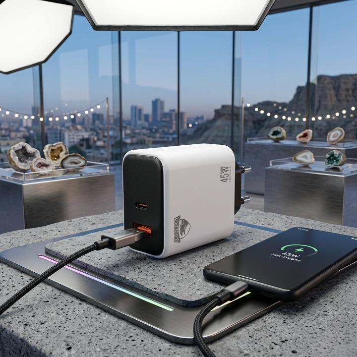 45W Multi Protocol Dual Port Travel Fast Charger GCH-20 – USB-C Fast Charging Adapter with EU Plug