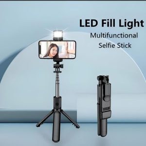 R1S Multifunctional Wireless Selfie Stick Tripod with LED Fill Light – Extendable Bluetooth Handheld Monopod for Smartphones