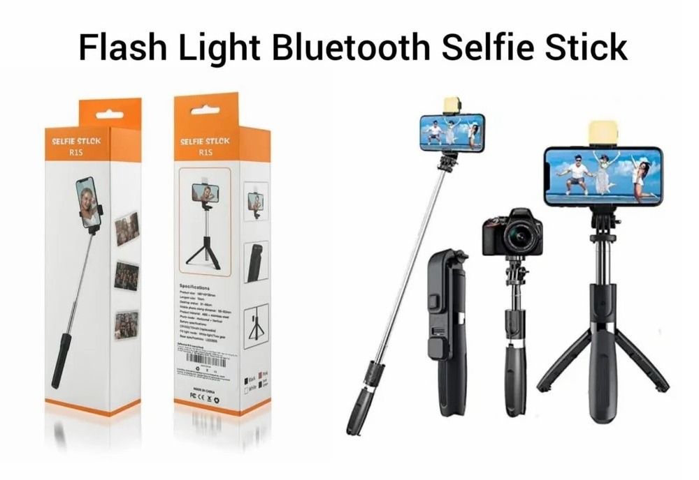 R1S Multifunctional Wireless Selfie Stick Tripod with LED Fill Light – Extendable Bluetooth Handheld Monopod for Smartphones - Image 2