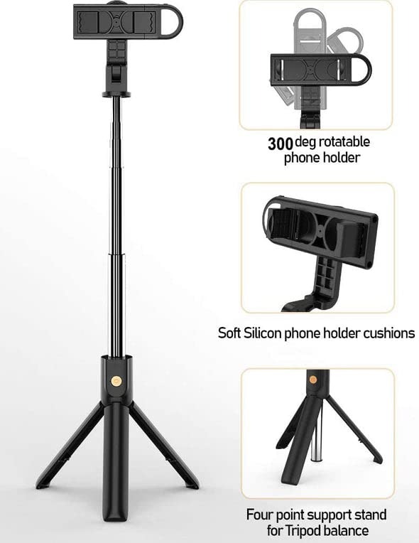 R1S Multifunctional Wireless Selfie Stick Tripod with LED Fill Light – Extendable Bluetooth Handheld Monopod for Smartphones - Image 4