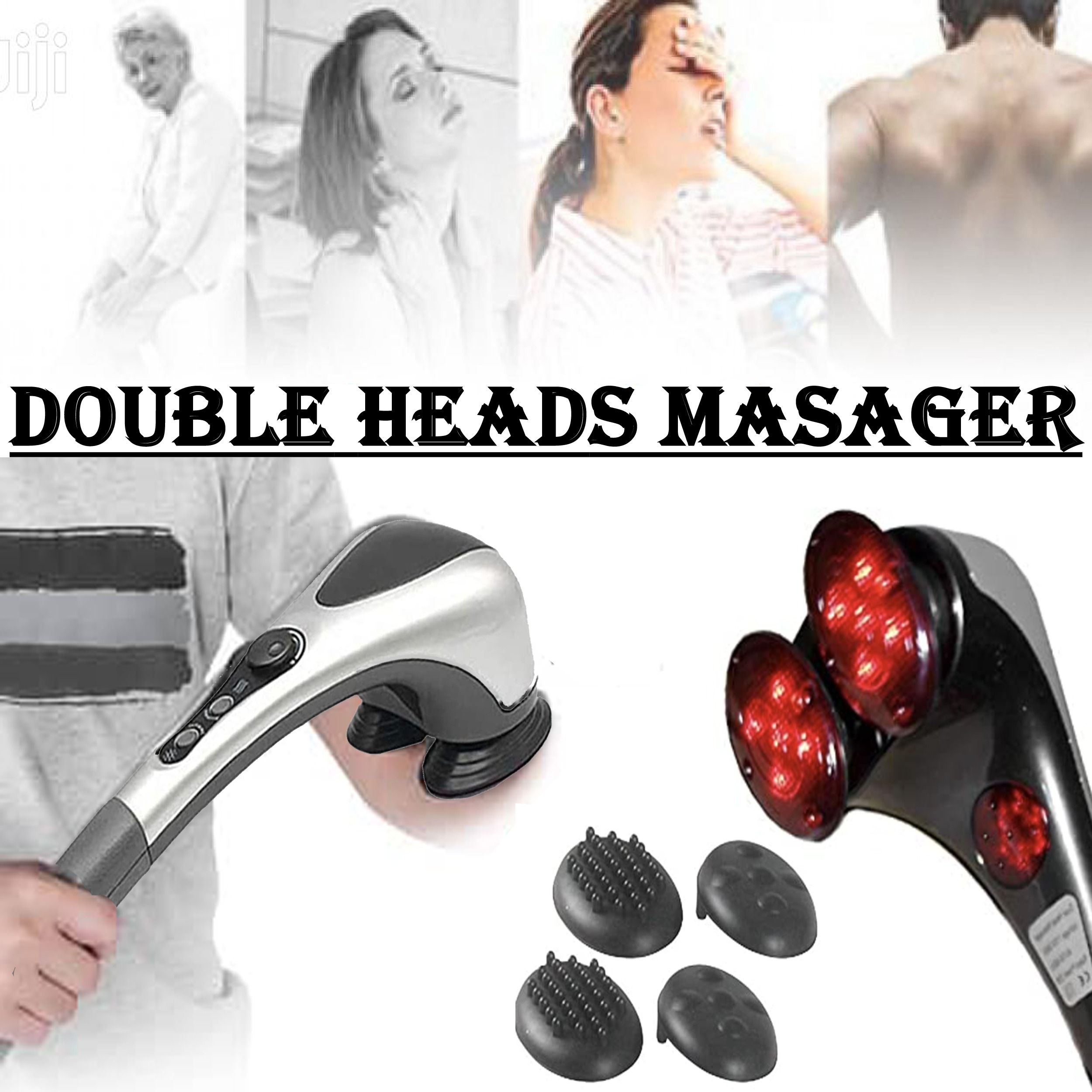 Blue Idea Full Body Handheld Double Head Massager with Infrared Heat Technology - Image 3