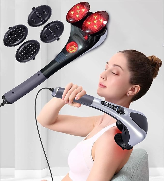 Blue Idea Full Body Handheld Double Head Massager with Infrared Heat Technology