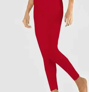 Red Jersey Thermal Tights Slim Fit Lightweight
