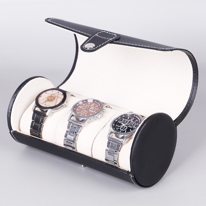 3 Slot Wristwatch Bracelet Organizer Travel Pouch Portable PU Watch Display Storage Gift Roll Case ( Random Color) - Image 3