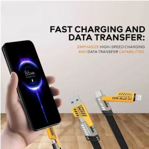 4 In 1 Data Cable USB-C & Lightning Connectors, Braided Durable Design, Fast Charging (Without Box)