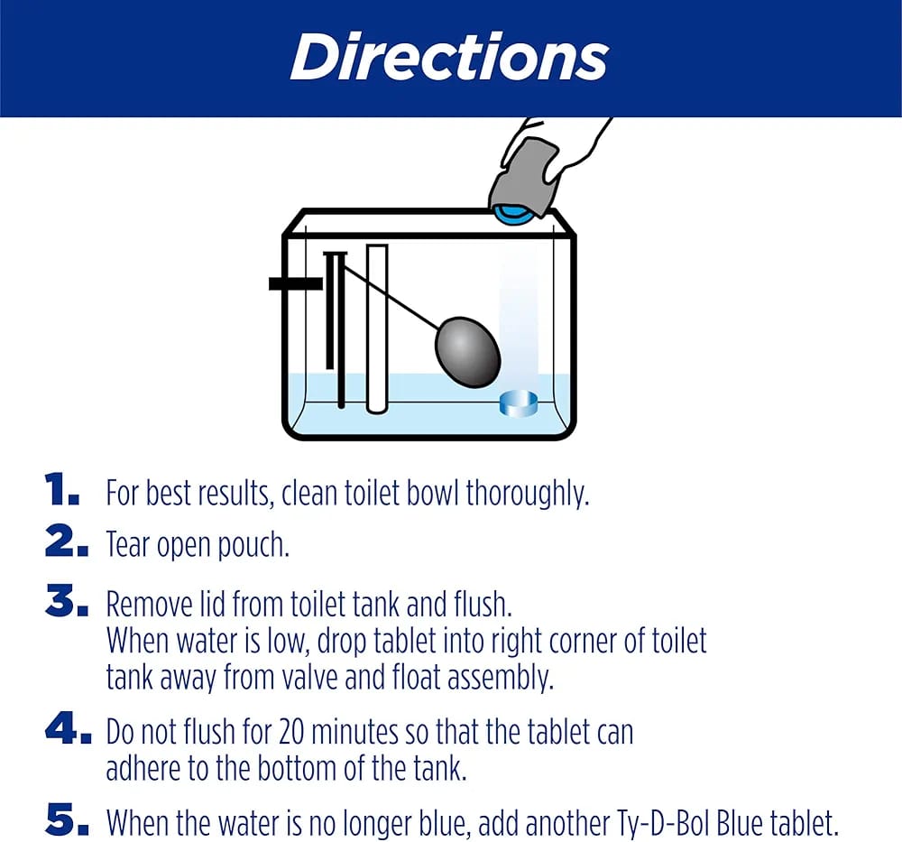 Ty-D-Bol In-Tank Blue Toilet Bowl Cleaner Tablets, Value Pack (10 Count) Cleans, Deodorizes & Provides Continuous Blue Water Every Flush - Image 2