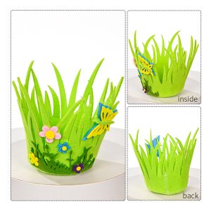 Easter Baskets  Portable Round Non-Woven Buckets for Kids & Adults