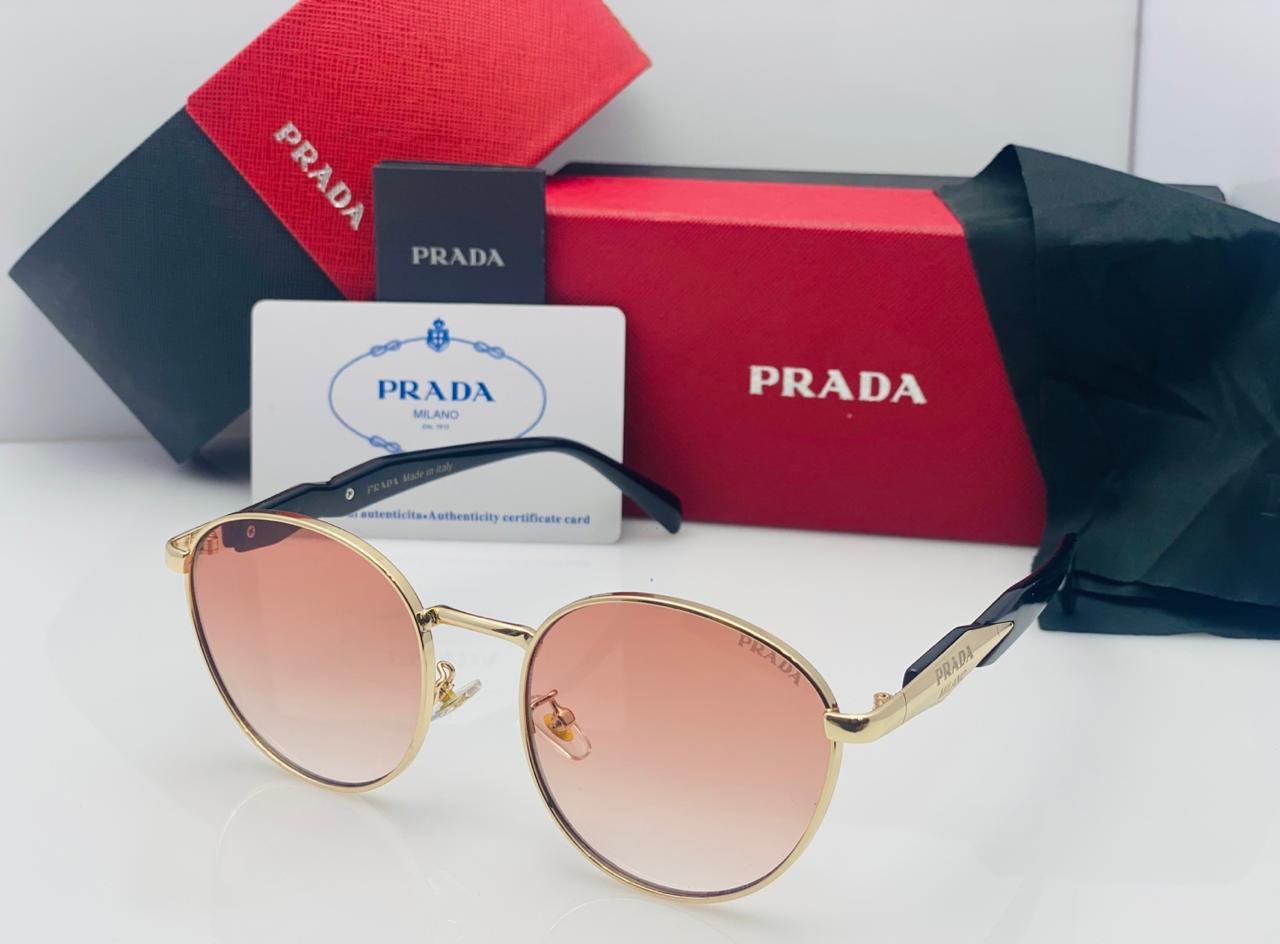 Prada Round Metal Frame Sunglasses For Men And Women With Stylish Tinted Lenses - Image 3