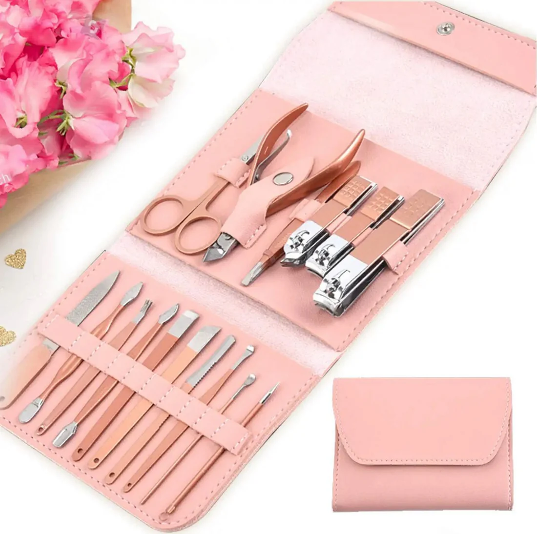 16pcs Professional Manicure & Pedicure Set Nail Clippers, Cuticle Nippers & Grooming Tools with Travel Case (Random color) - Image 4