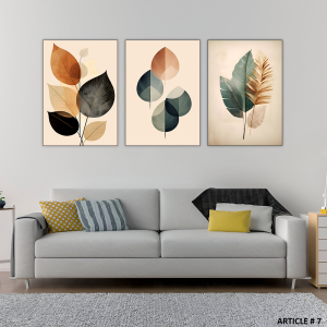 Set of 3 Botanical Wall Art Frames  8x11 MDF Wood with Adhesive Backing