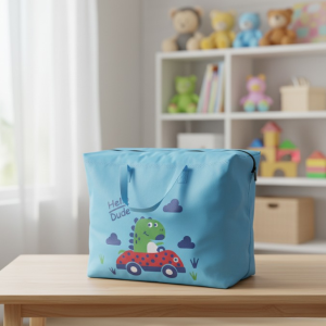 Large Capacity Storage Bag With Cute Dinosaur Print Foldable, Durable, And Perfect For Toys, Clothes, And Everyday Organization (Random Color)