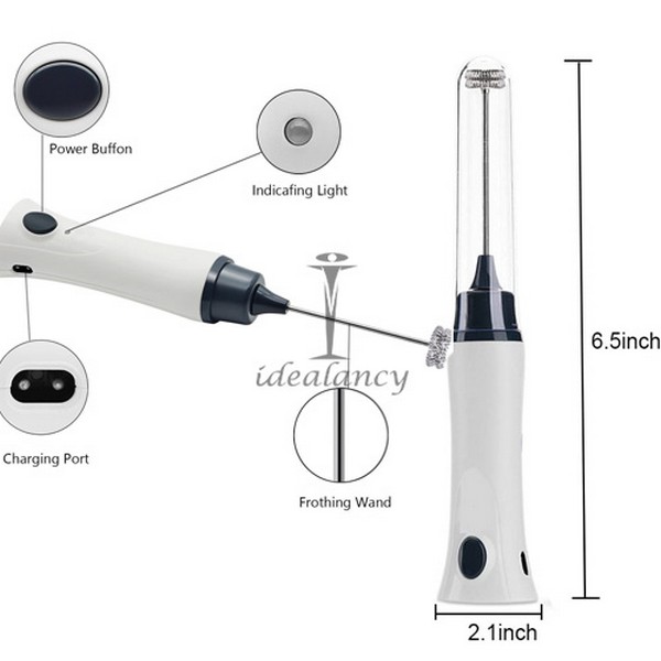 Rechargeable Electric Coffee Frother & Milk Beater Handheld Foam Maker with Stainless Steel Whisk, USB Charging, and Powerful Motor - Image 2