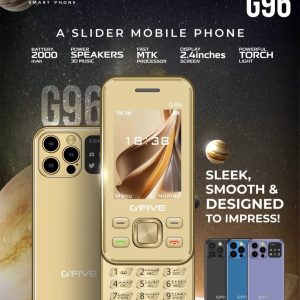 Gfive G96 Slider Mobile | 2.4 QVGA Display | Dual SIM | PTA Approved | 2000mAh Battery (Random Colour)