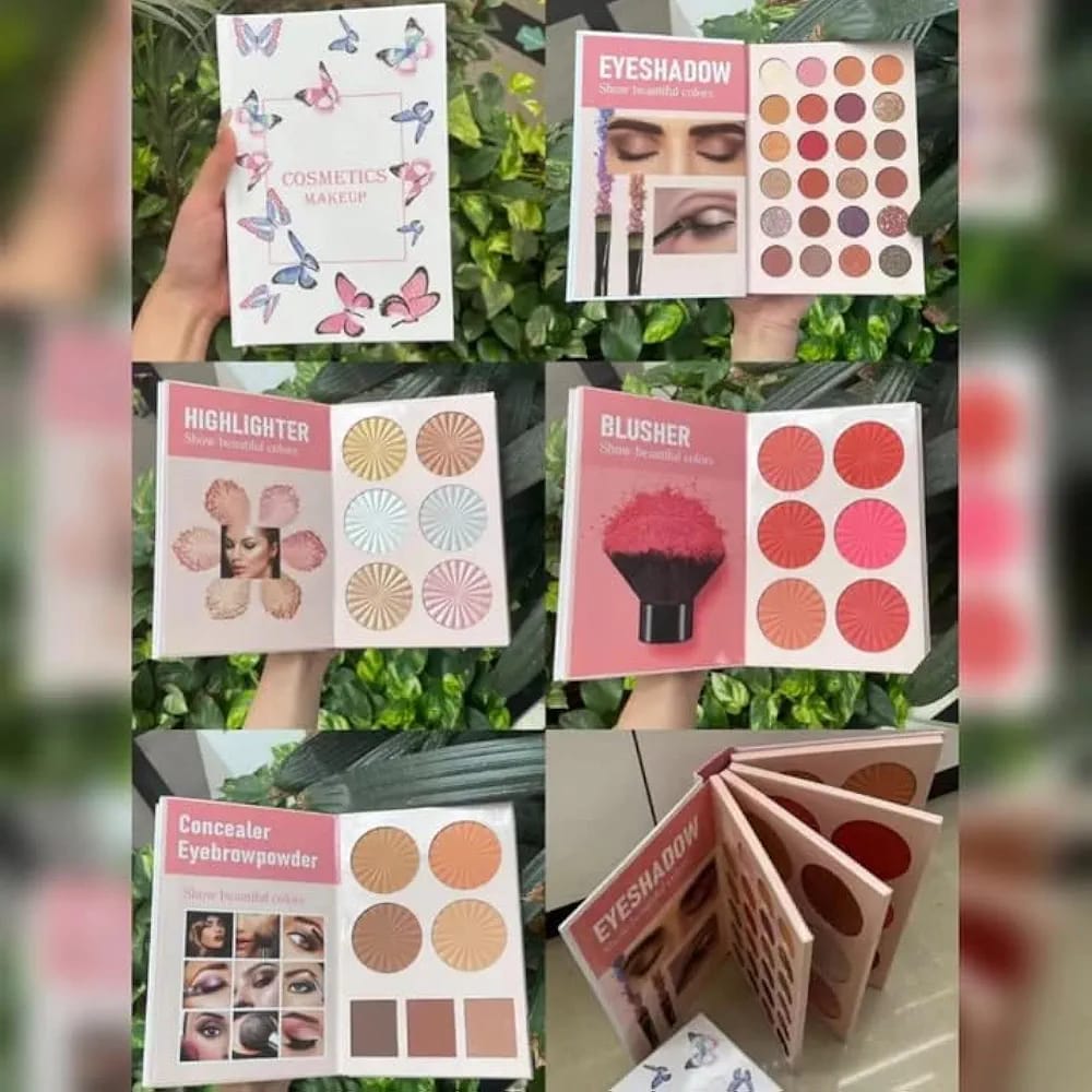 All In One Professional Makeup Palette Book Complete 4 In 1 Beauty Kit With Highlighters, Contour, Eyeshadow, Blush, And Eyebrow Powders - Image 2
