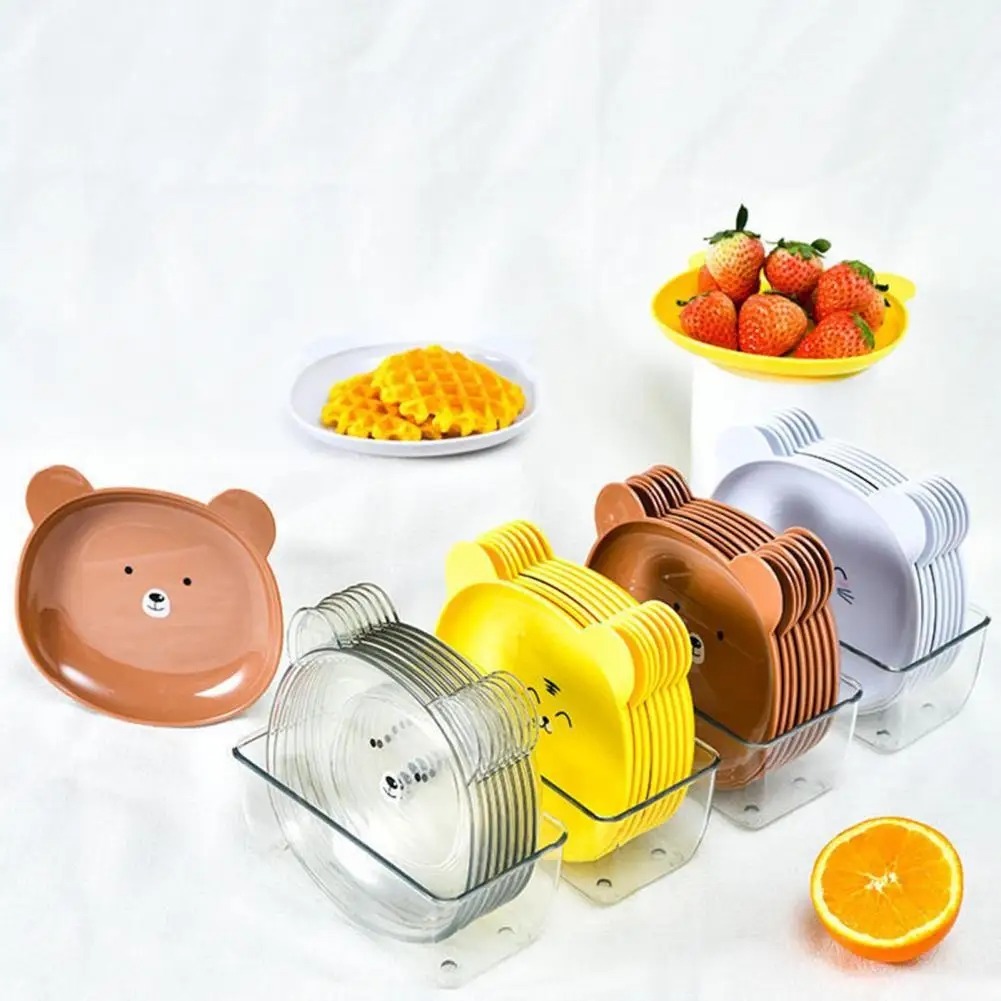 8Pcs Bear Shape Plate Set | Random Colour