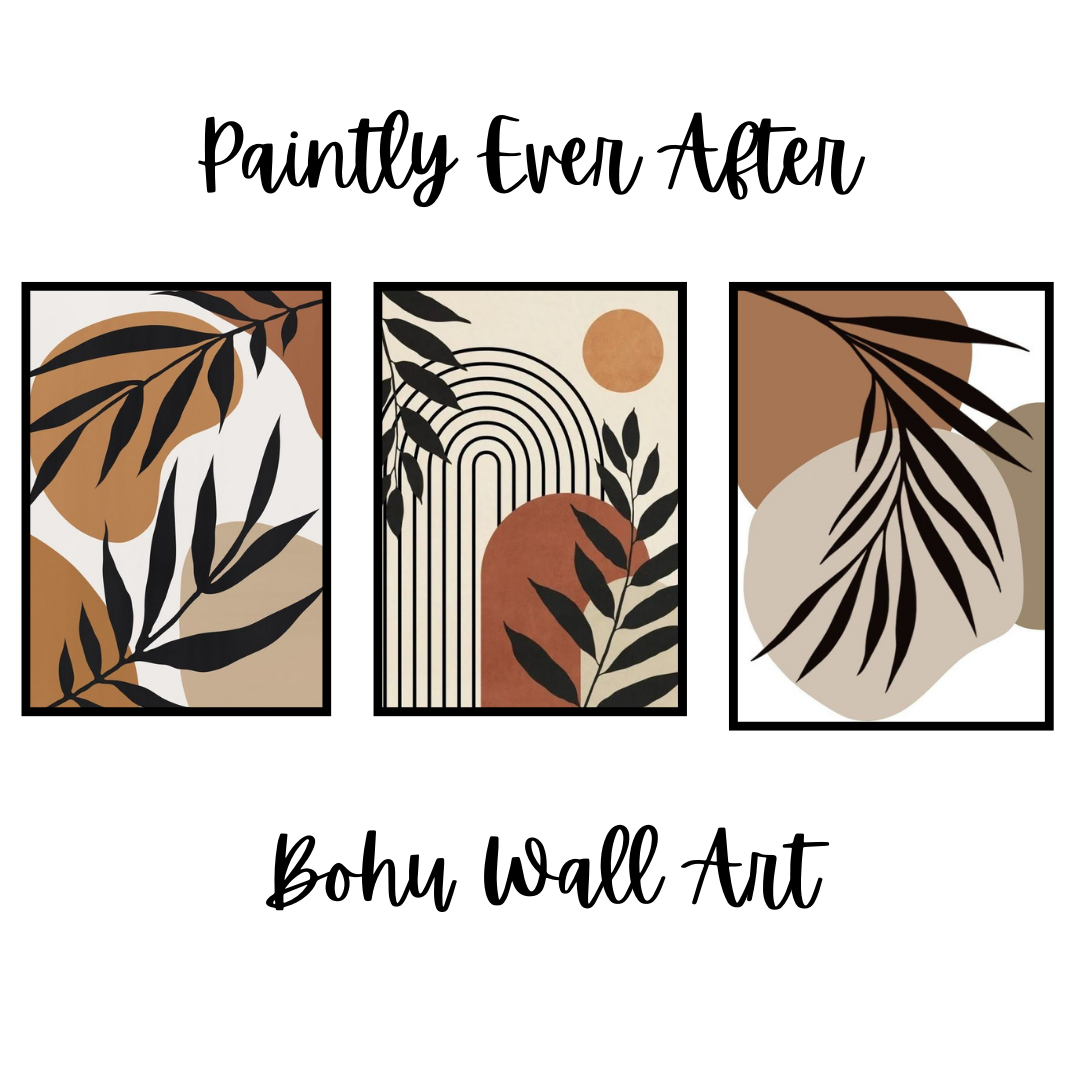 Set of 3 Abstract Botanical Wall Art Frames 8x11 MDF with Sticky Backing