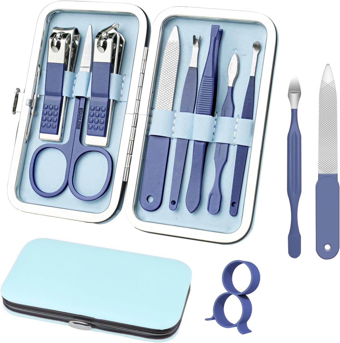 Premium Manicure & Pedicure Kit Stainless Steel Nail Clippers Set with Grooming Tools for Hand, Foot & Facial Care Travel Case Included ( 10 PCS Creative Smiley Nail Tool Set ) - Image 4