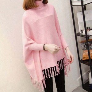 Stylish Pink Fleece Poncho - Free Size, Ready to Wear & Fits All