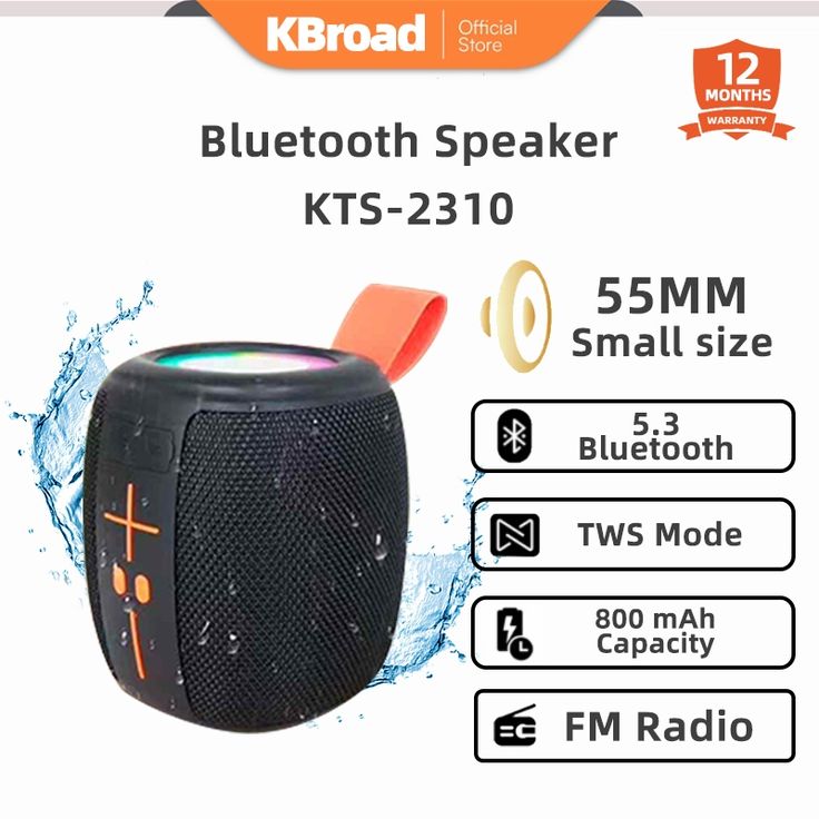 KTS-2310 Waterproof RGB Bluetooth Speaker Portable Outdoor Wireless Speaker with Deep Bass & LED Light Up Display - Image 2